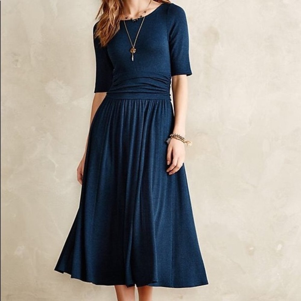 Anthropologie Bordeaux Jersey Midi Dress